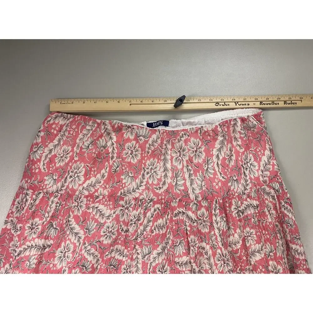 Chaps Skirt Women 1X Pink Floral Peasant Tiered Midi Elastic Pull On Waist Flowy - Picture 4 of 10